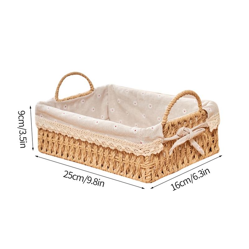 Kitchen Fruit Bowls Rattan Basket Wicker Storage Basket Bath Basket Desktop Sundries Organizer Storage Box Organizer Room Decor