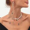 Стильное и крутое ожерелье из имитации жемчуга и бусин, Металлический кулон-сердце с чувством дизайна, Ожерелье с бахромой для женщин