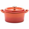 GoodPlus+ Cast Pot, 20cm, Orange, Cast Iron Enamel Pot with Waterless Cooking, Steam Circulation, Enameled Exterior and Special Matte Enameled Interio