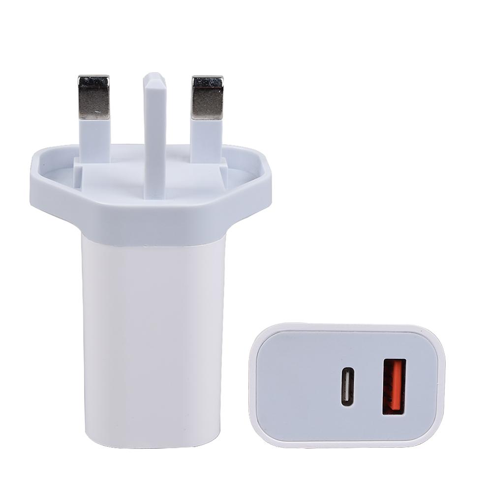 UK White Plug Type C PD 20W Fast Charging Phone Charger for IPhone Samsung