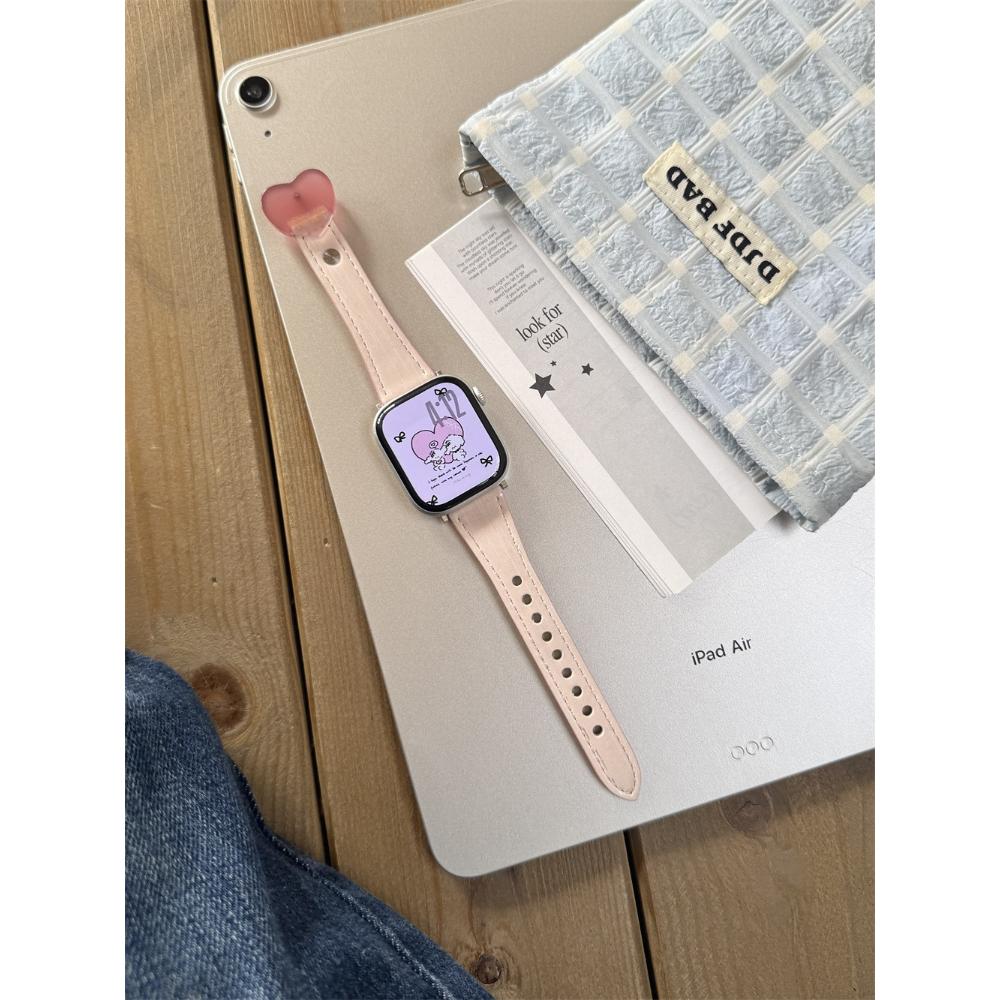 Кожаный ремешок-петля с узором в виде сердечек, милый стиль, для Apple Watch Ultra 11/10/9/8/7/6 38/40/41/42/44/45/46/49 мм, универсальный ремешок для часов