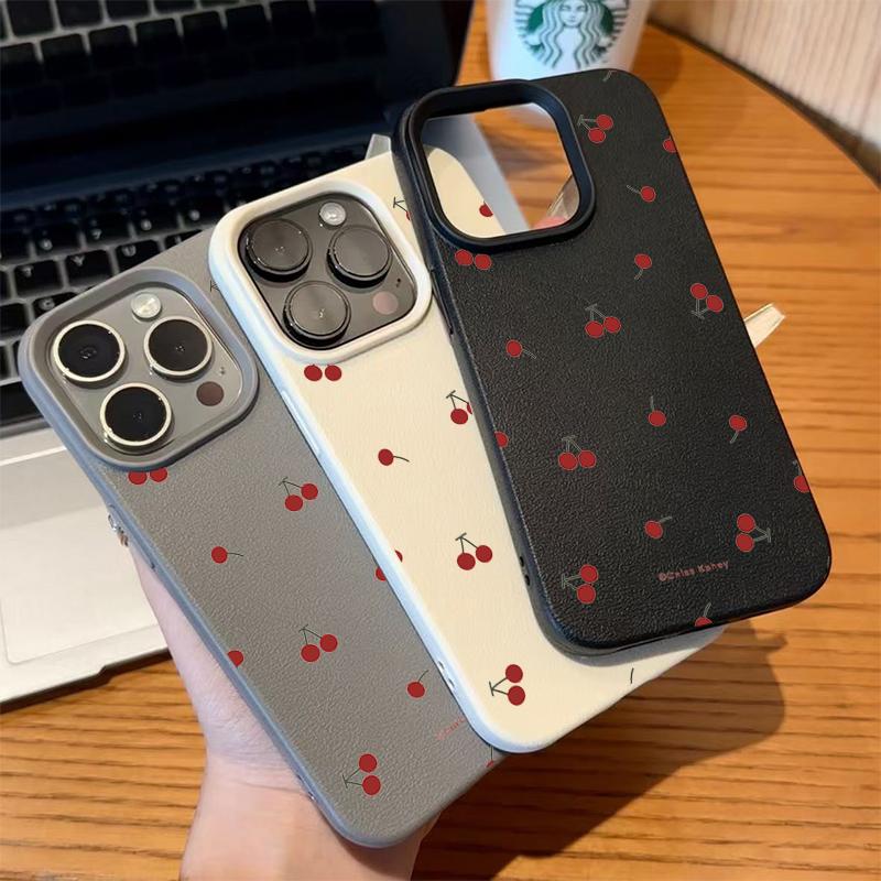 iPhone 16 15 14 13 12 11 Pro Max Funda silicona con patrón de cereza de para Funda For iPhone XS Max XR 16 15 Plus