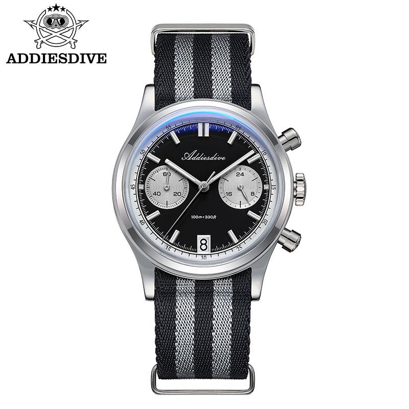 ADDIESDIVE NEW AD2095 Men's Watches VK64 Movement Quartz Wristwatch Waterproof 100m Chronograph AR Coating 38mm Luxury Watch Man