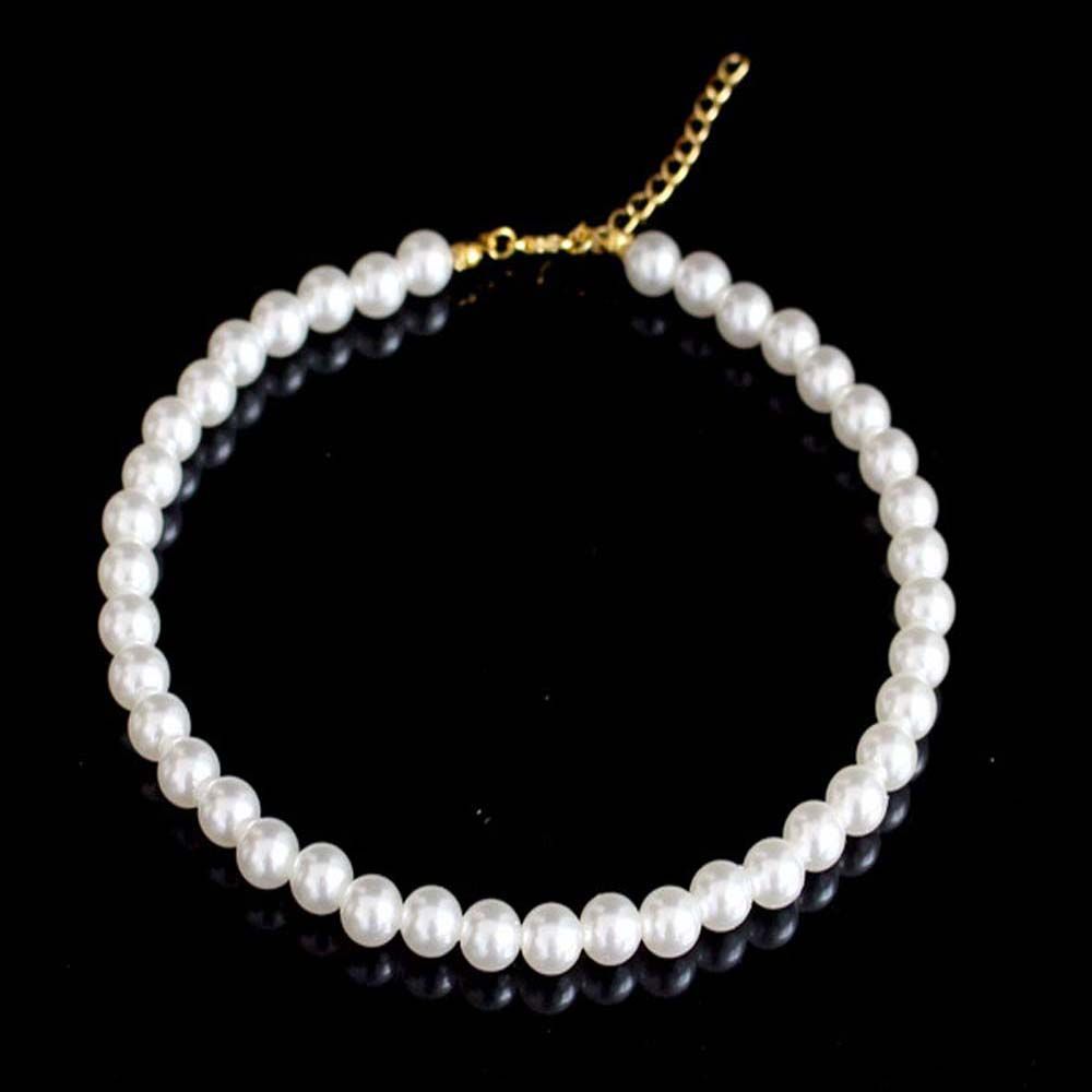 Круглый массивный чокер из белого жемчуга, чокеры из жемчуга, цепочки для ключиц, корейский стиль, женские ожерелья AVE