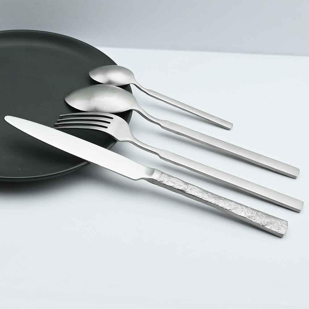 4 шт. высококлассный набор столового серебра 18/10, матовый набор столовых приборов из нержавеющей стали, серебряный набор столовых приборов, обеденный нож, вилка, ложка