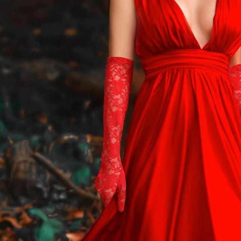 Summer Elegant Women Long Driving Gloves White Black Sunscreen Gloves Sexy Anti-UV Elasticity Lace Mesh Gloves Arm Warmer