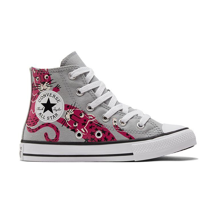 Converse Chuck Taylor All Star Canvas Удобные Универсальные Высокие Детские парусиновые кеды Детские кроссовки Серый Розовый 671613C