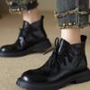 Женские ботильоны с толстой подошвой, ботильоны в британском стиле, дизайнерские роскошные повседневные ботинки в стиле локомотива, женские туфли со шнуровкой и круглым носком