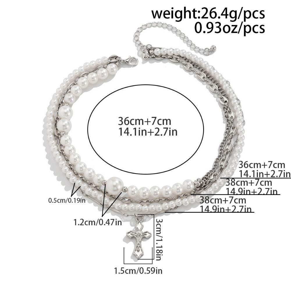 Cross Exaggerated Pearl Neckchain Elegant Women's Clavicle Chain Jewelry Gift
