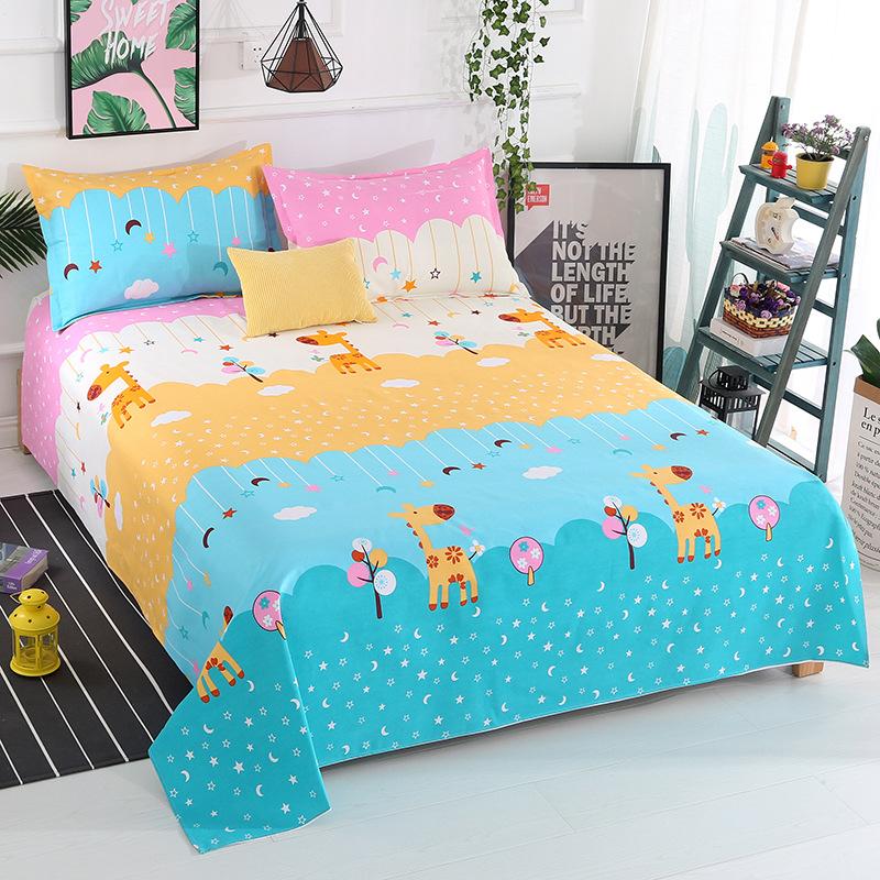 Простыни из хлопка и льна Four Seasons King Queen Size Постельное белье с цветочным принтом Простыня для взрослых Бытовой матрас Чехол от пыли