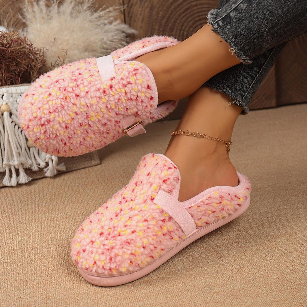 Мода 2025 Женская Осень Новые Пушистые Туфли Женская Обувь Новые Повседневные Плоские Туфли для Слайдов Женские Туфли Слипоны Женские Хлопковые Тапочки