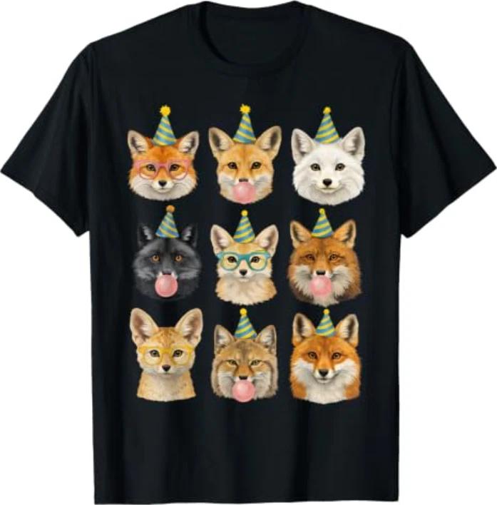 Funny Animal Birthday Party Wild Fox Zoo Birthday T-Shirt