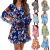 Women's Vintage Floral V-Neck Half Sleeve Tunic Casual Dresses