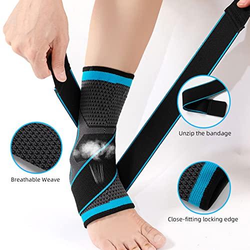 Adjustable Compression Ankle Brace with Dual-Piece Foot Support Strap for Plantar Fasciitis Relief  Stabilizing Ankle Wrap for Comfort Recovery Daily