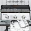 Gas Plancha Barbecue Grill with 3 Stainless Steel Burner, 9kW