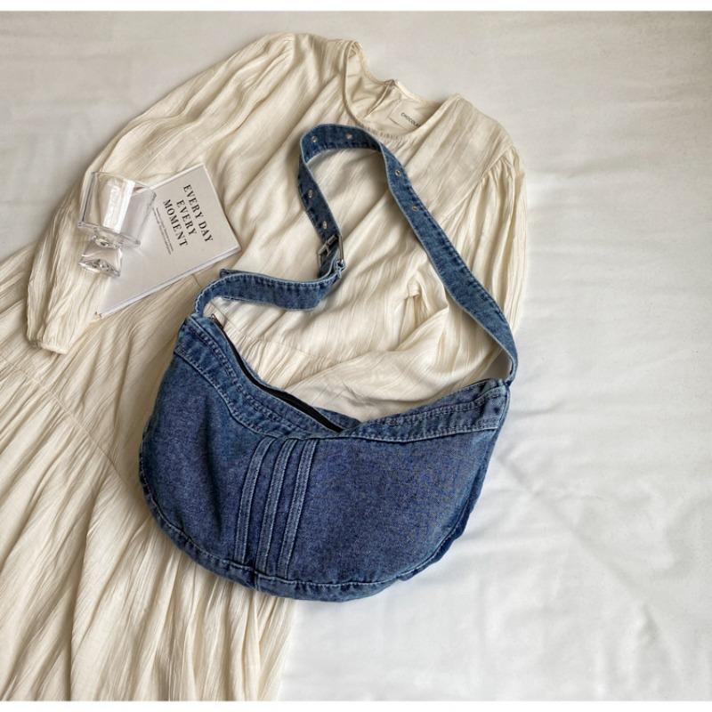 Студенческая сумка через плечо, японская джинсовая сумка Харадзюку для девочек, корейская универсальная сумка кроссбоди, женская сумка-пельмень через плечо