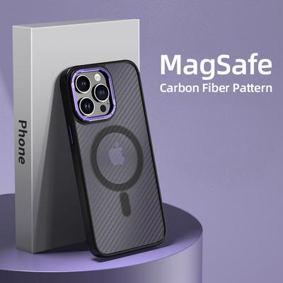 Роскошный матовый чехол из углеродного волокна для Iphone 14 13 12 11pro Max с магнитным магнитом Magsafe с беспроводной зарядкой, металлический силиконовый жесткий чехол