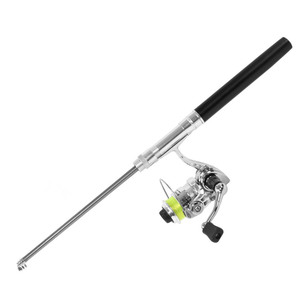 Портативное мини удилище в форме ручки, карманное выдвижное удилище с катушкой, черное