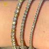 Most Popular 2mm 3mm 4mm Two Tone Moissanite Tennis Chain VVS Diamond Iced Out 925 Silver Women Sapphire Blue Tennis Bracelet