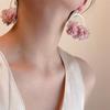 Sweet Fabric Flower Eardrop Round Hollow Exaggerated Earrings Elegant Drop Earrings  Women