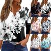 Women's T Shirt Print Button 3/4 Sleeve Daily Weekend Fashion Basic V- Neck Regular Top