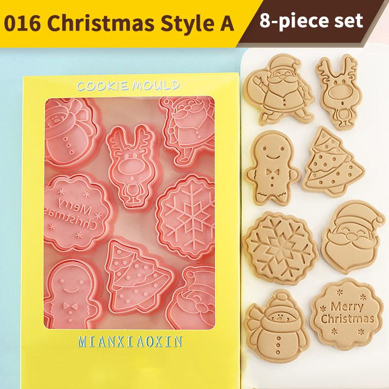 8Pcs/Set Cat Cookie Cutters Plastic 3D Cartoon Pressable Biscuit Mold Cookie Stamp Kitchen Baking Pastry Bakeware Tool