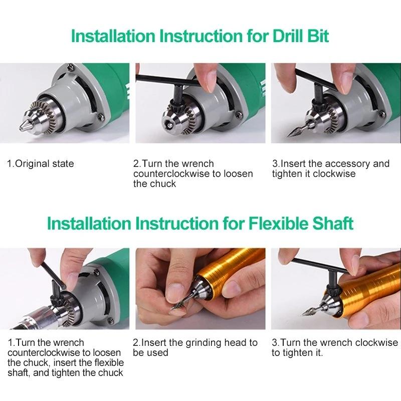 Миниатюрный гравер 500 Вт, электрическая дрель высокой мощности, гравировальный вращающийся инструмент, 6-уровневая регулируемая скорость, мини-шлифовальный станок для пробивки отверстий
