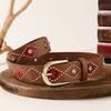 Womens Y2K Punk Belt Snake Patchwork Rhinestone Rivet Alloy Buckle Fashion Waistband
