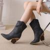 Autumn Winter Ankle Boots For Women 2024 New Vintage Wedge Heels Cowboy Cowgirls Boot Sexy Party Shoes Ladies Large Size 48
