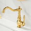 European Style Gold Basin Faucet Chrome Hot and Cold Mixers Antique Wash Basin Faucet Taps The Basin 360 Rotating Faucet