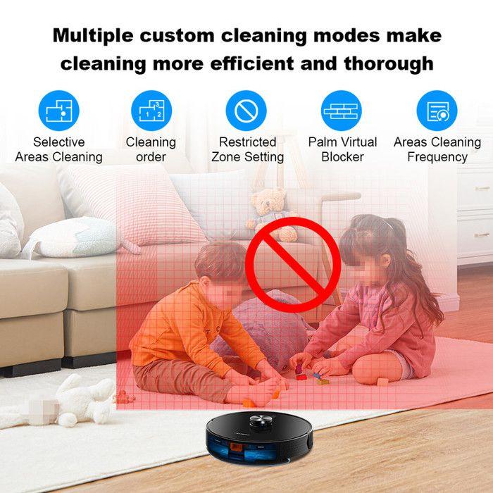 LIECTROUX X6, aspirateur robot, navigation laser LDS, commande via une application intelligente, 6 500 Pa, réservoir d'eau de 235 ml