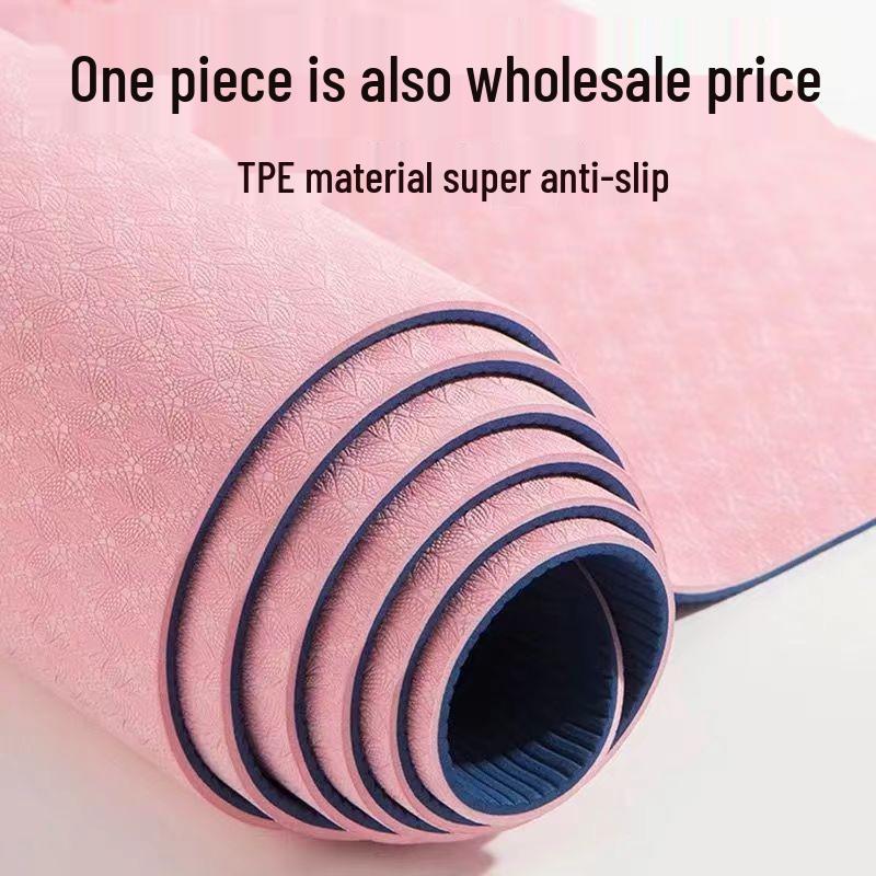 High-End Non-Slip TPE Yoga Mat with Body Alignment Lines for Men & Women Fitness Training, Dual-Color Design, Ideal for Home Use.