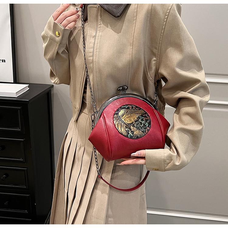 Ретро маленькая сумка-мессенджер на цепочке для женщин, сумки через плечо, модная сумка-сатчел, сумка-ракушка