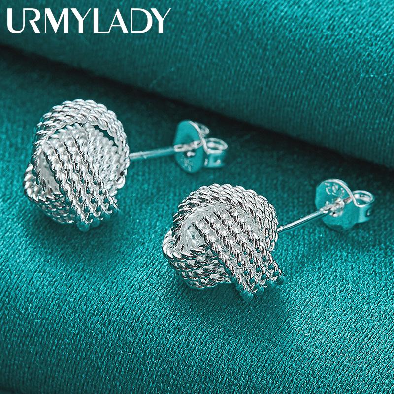 Серьги-гвоздики из стерлингового серебра 925 пробы с завязками на узле для женщин, модные очаровательные ювелирные изделия