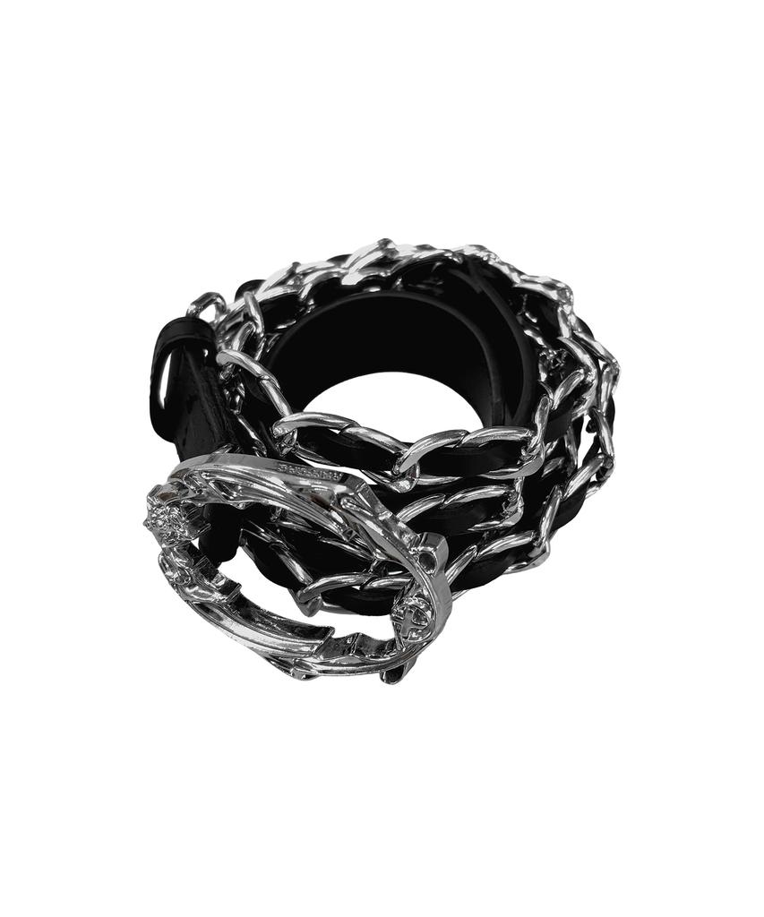 Seondeiopeukeulleob Bat Leather Woven Chain Belt