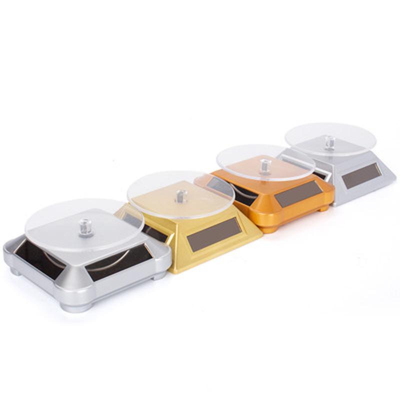 360 Degree Watch Stand Display Turntable Rotating Watch Jewelry Solar Display Stand Multicolor 3 LED Color Change Display Case