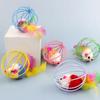 Interactive Cat Toy Soft Plush Mouse with Protective Cage Vibrant Color Relieve Boredom Bite-resistant Cat Toys
