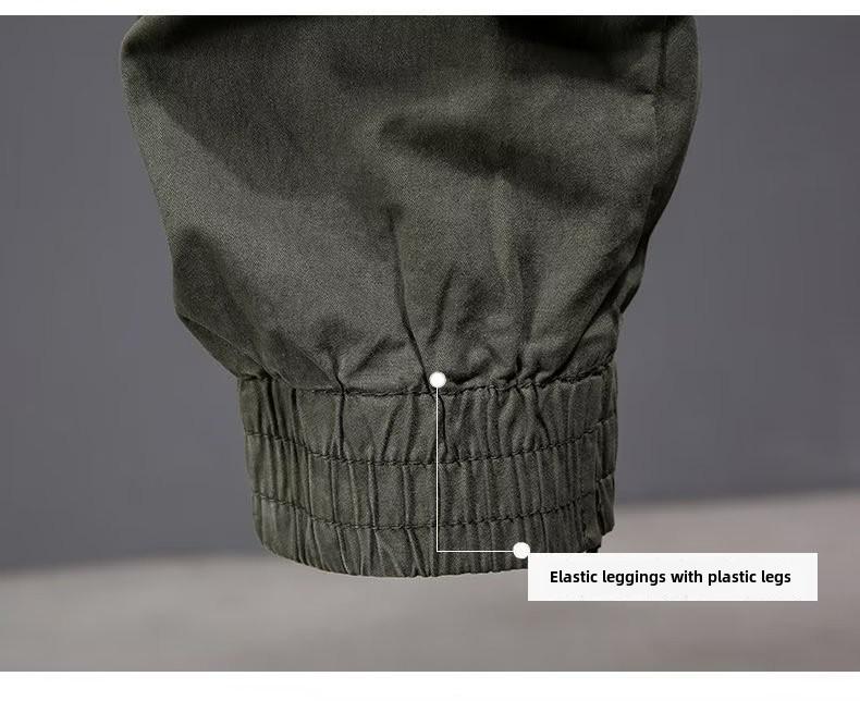 Men's Army Green Tactical Overalls - Spring/Autumn Fashion, Loose Cuffs, Outdoor Mountaineering, American Casual Pants