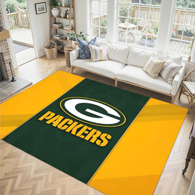 Green Bay Packers Design Crystal Velvet Carpet Cozy Non?Slip Printed Rug For Bedroom Living Room Entrance