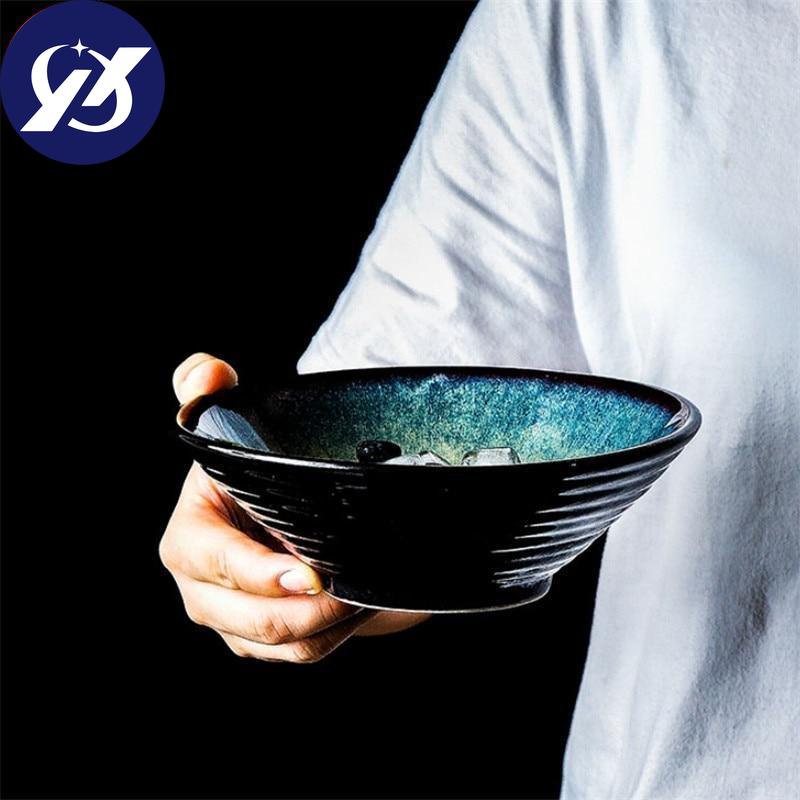 Японская печь для смены миски для лапши рамэн, бытовая под глазурованной кухонной посудой, миска для салата, супа, большая миска для риса, набор столовой посуды