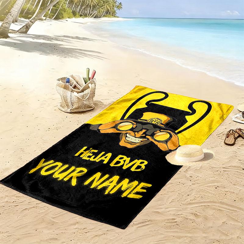 Custom Borussia Dortmund Print Beach Towel, Large Soft Quick Dry Towel for Beach Camping Swimming