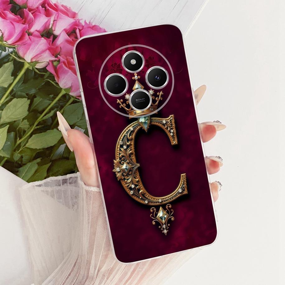 Чехол для Xiaomi Redmi 14C Роскошный с буквой Мягкий тонкий силиконовый Чехол для пары на телефон Для Xiaomi Poco C75 Redmi A4 A3 Pro Redmi14C Funda