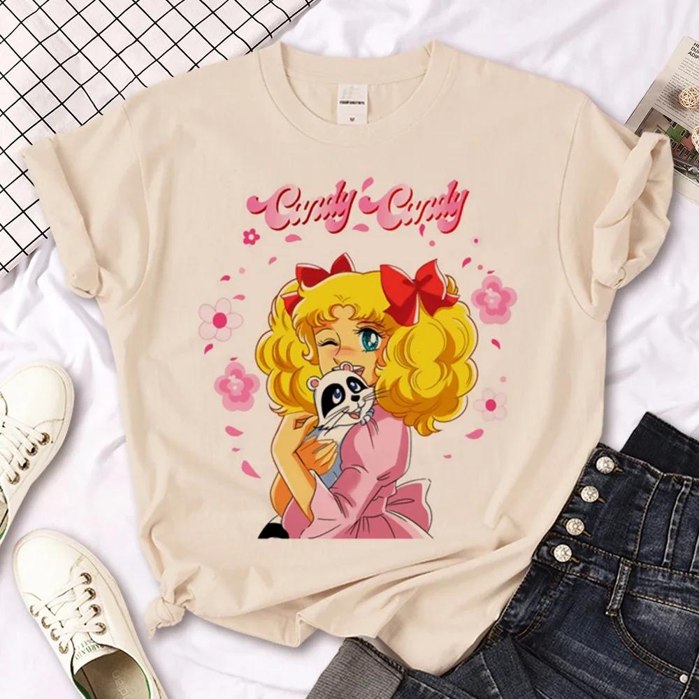 Футболка Candy Candy Женская Y2K Футболки FeУнисекс Аниме Уличная одежда 2000-е Повседневная Женская одежда Оверсайз Футболки с коротким рукавом С принтом