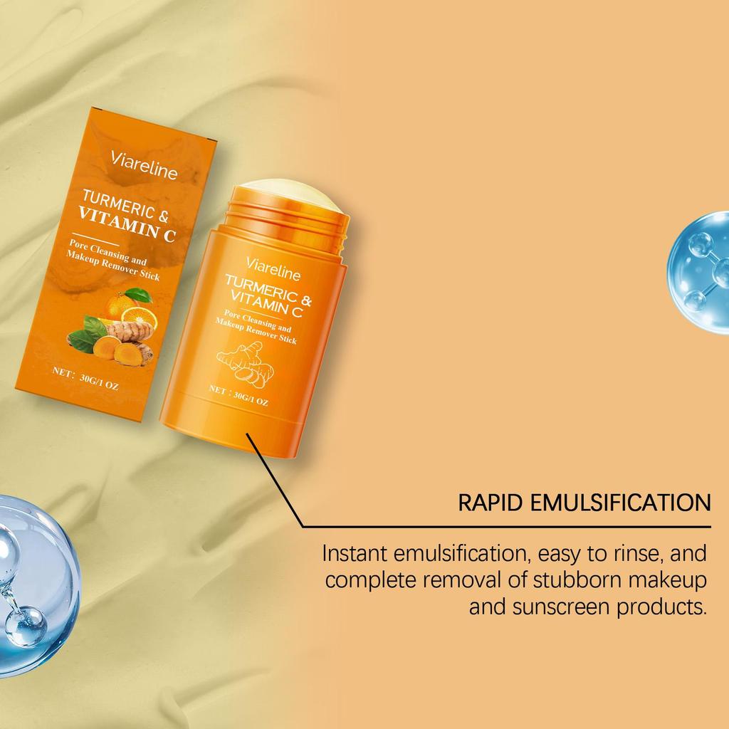 Viareline Turmeric Vitamin C makeup Remover stick gentle, moisturizing, cleansing facial makeup suitable for refreshing and non-stick 30g