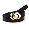Hong Kong Style Double Ring Buckle Women'S Belt Snap Buckle Decorative Jeans Dress Women'S Solid Color Simple Belt