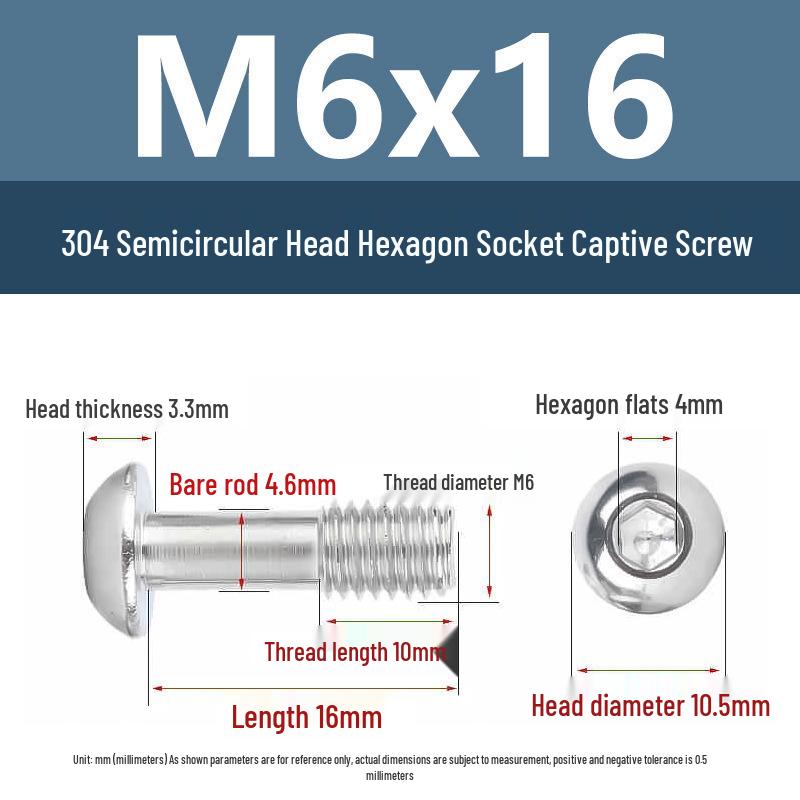 Yigu 304 Stainless Steel Anti-Loosening Hex Socket Captive Screws - M2/M3