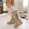 Fashion 2024 Snow Boots Women Winter Shoes Warm Cotton Shoes Cold Winter Knee High Boots Ladies Wedge Heels Boots 7cm Plus Size 42