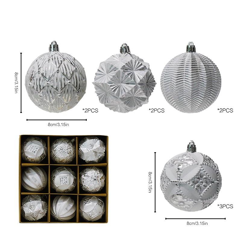 Christmas Decorative Balls 8cm Vintage Baubles White Gold Ornaments Tree