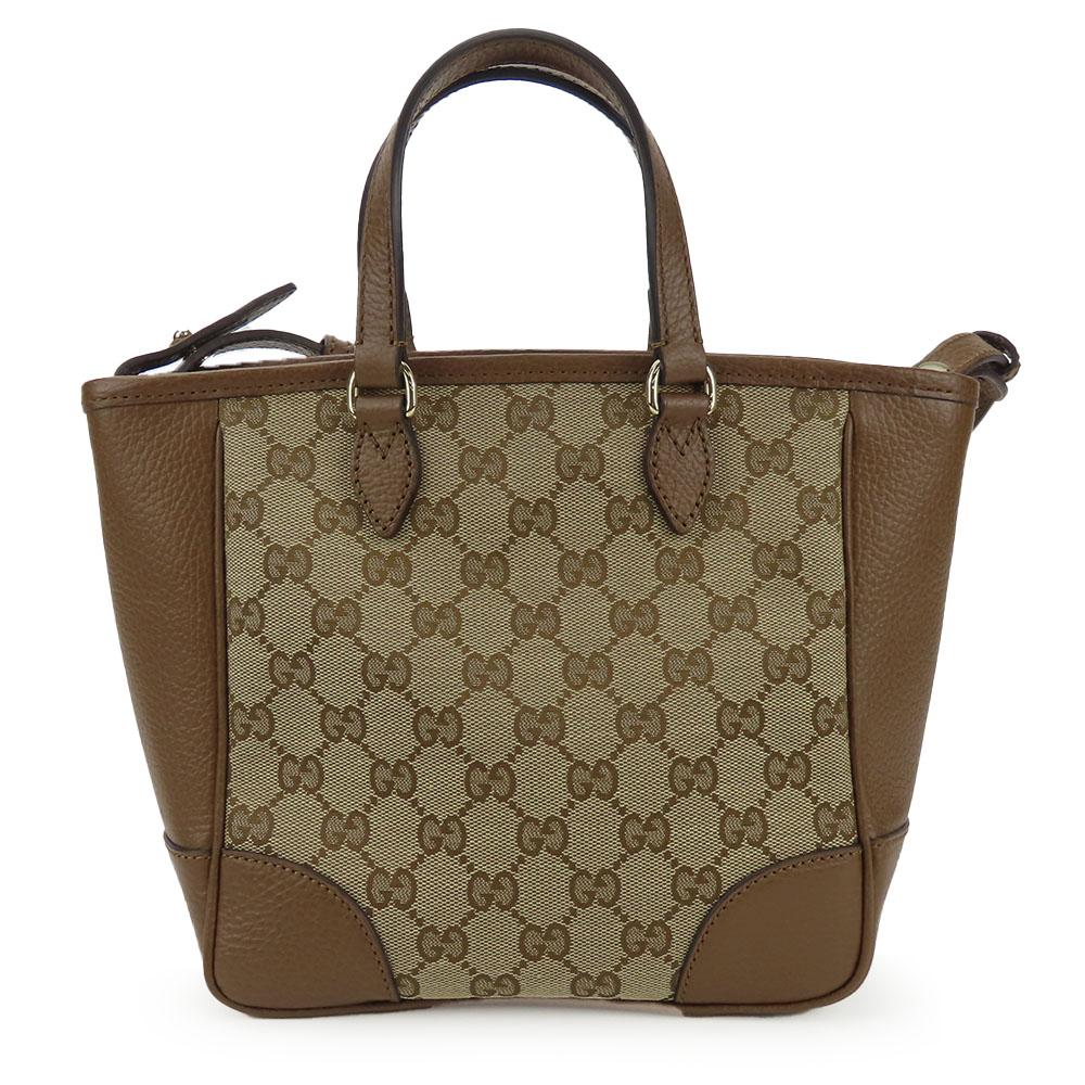 Used GUCCI Handbag 449241 leather/GG Canvas Brown Beige 2WAY