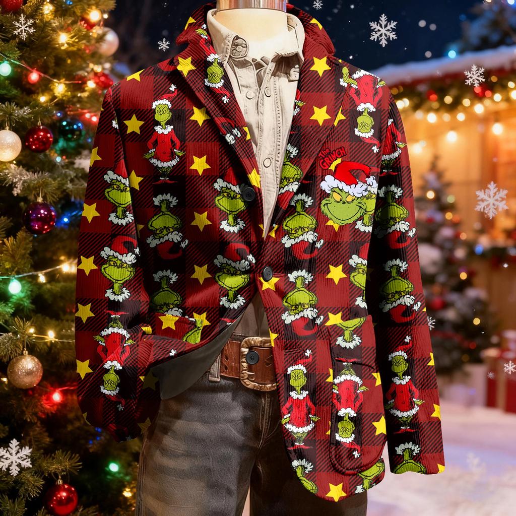 Мужской уродливый рождественский вельветовый теплый карманный пиджак-кардиган, мужской повседневный костюм